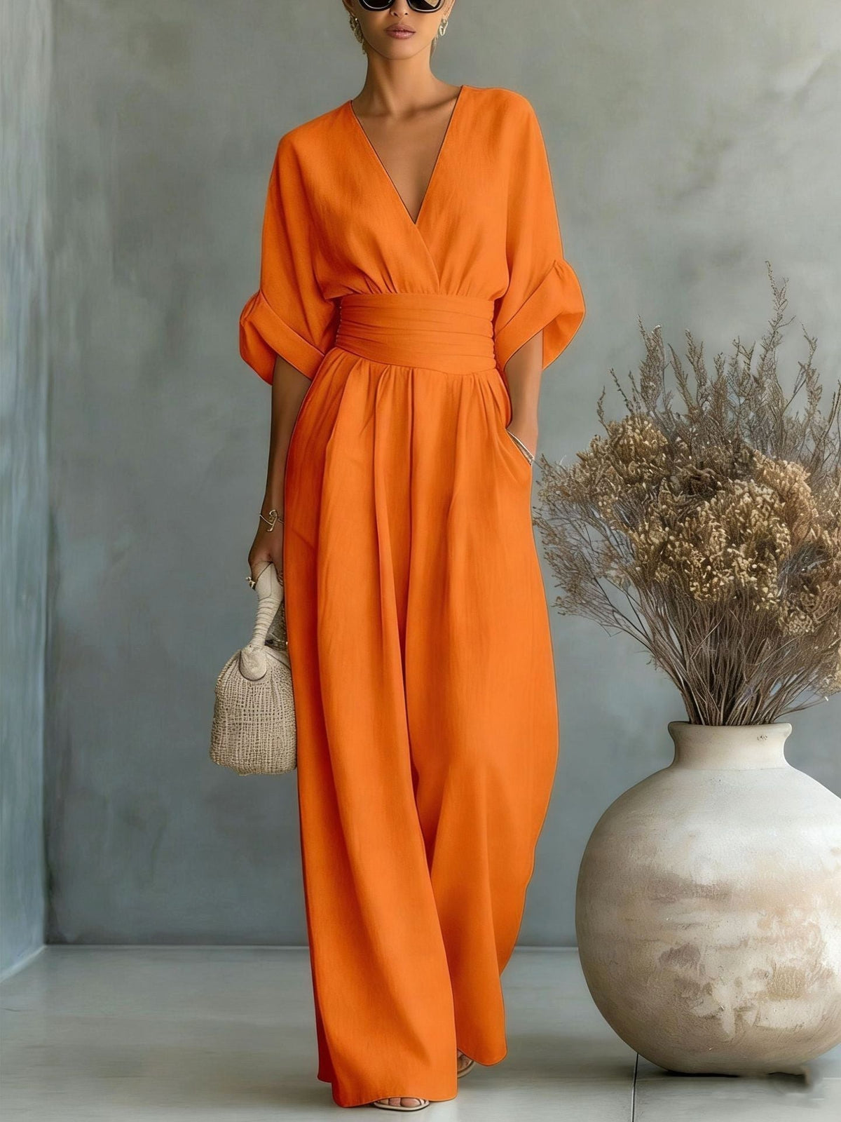 Emilie | Women's Wide-Leg Linen Jumpsuit, Cinched-Waist Jumpsuit | My Sweet Wardrobe
