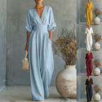 Emilie | Women's Wide-Leg Linen Jumpsuit, Cinched-Waist Jumpsuit | My Sweet Wardrobe