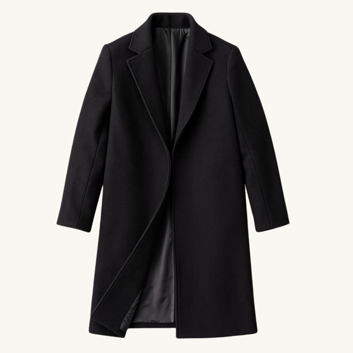 Emmett | Men's Wool-Cashmere Mid-Length Coat, Tailored Autumn Coat | My Sweet Wardrobe | Black