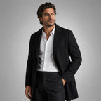 Emmett | Men's Wool-Cashmere Mid-Length Coat, Tailored Autumn Coat | My Sweet Wardrobe | Grey