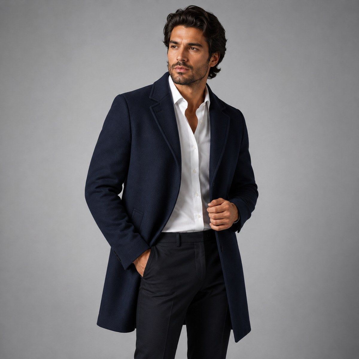 Emmett | Men's Wool-Cashmere Mid-Length Coat, Tailored Autumn Coat | My Sweet Wardrobe