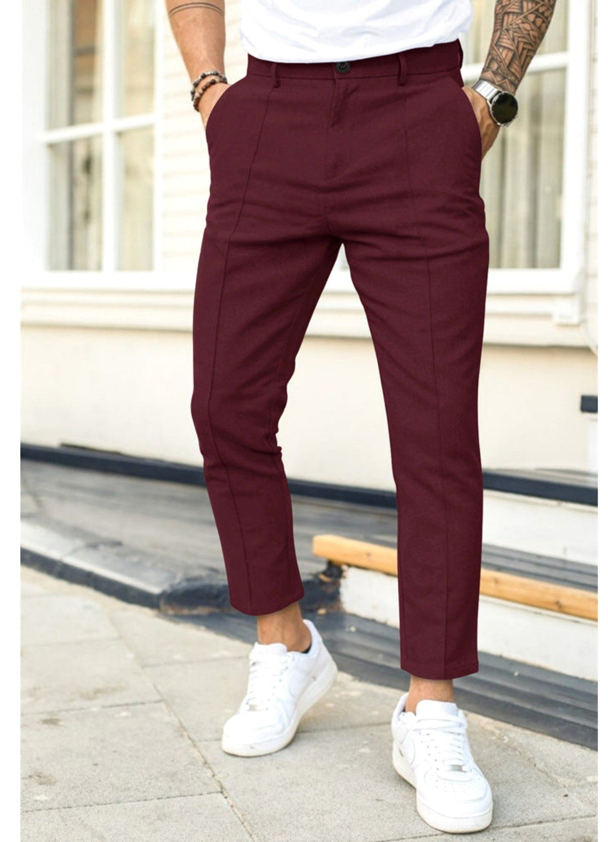 Erik | Men's Trousers with Tapered Leg, Ankle-Length Trousers | My Sweet Wardrobe | Black