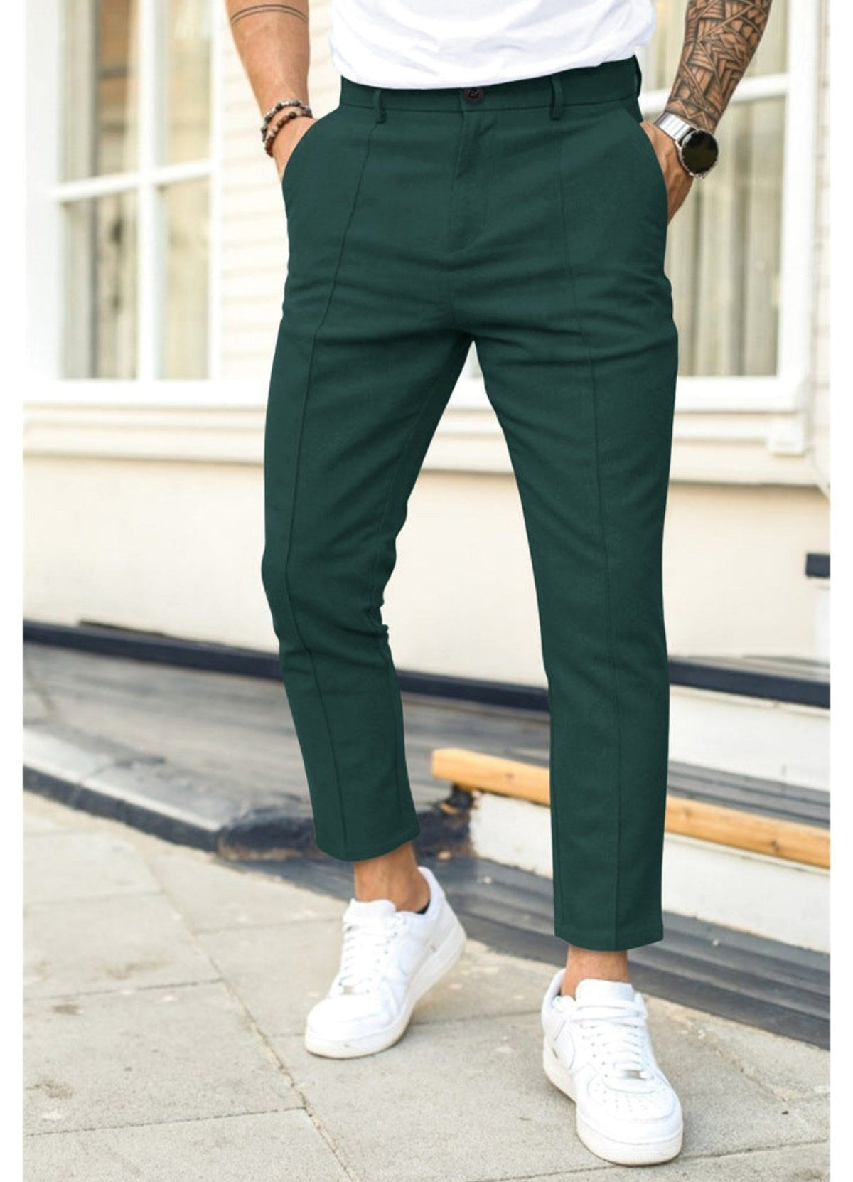 Erik | Men's Trousers with Tapered Leg, Ankle-Length Trousers | My Sweet Wardrobe | Black