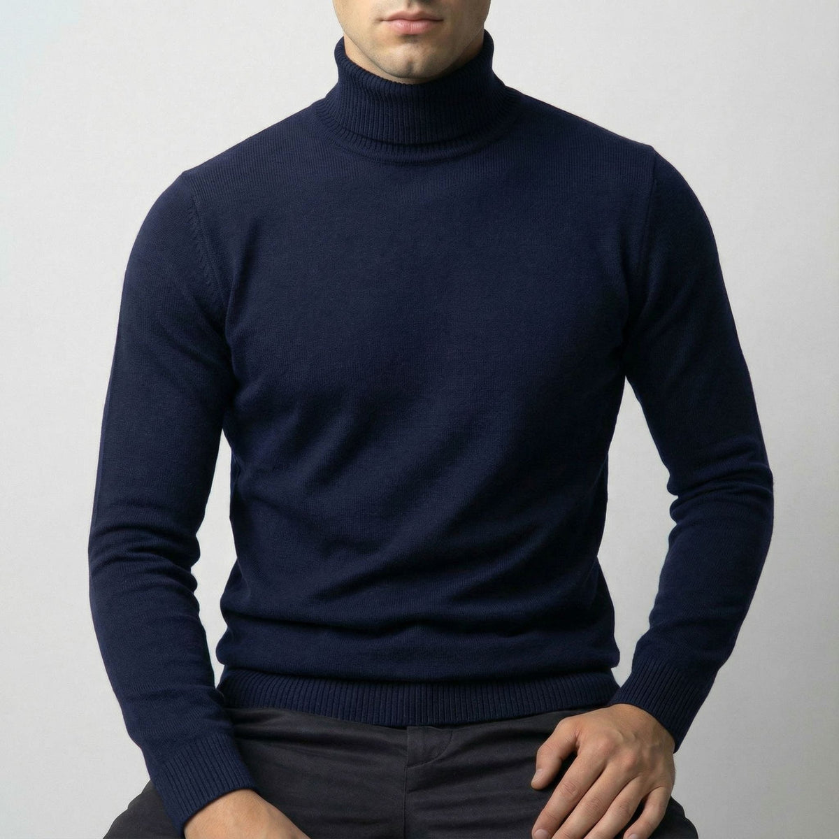 Erwin | Men's Fine-Knit Turtleneck Jumper, Classic Autumn Jumper | My Sweet Wardrobe | White