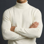 Erwin | Men's Fine-Knit Turtleneck Jumper, Classic Autumn Jumper | My Sweet Wardrobe | White