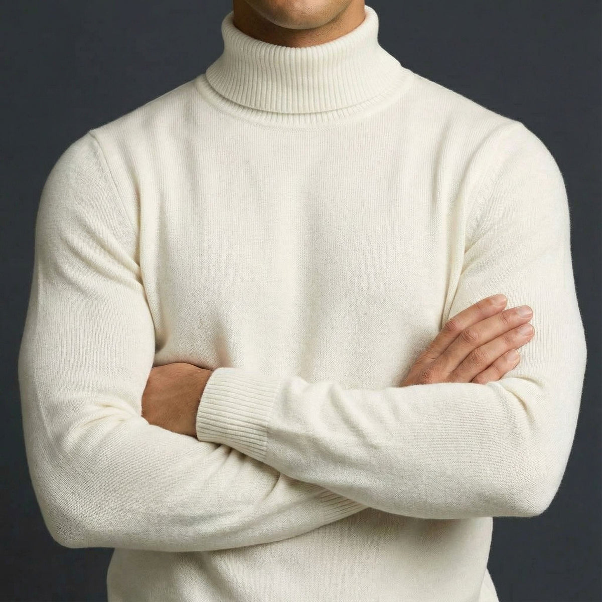 Erwin | Men's Fine-Knit Turtleneck Jumper, Classic Autumn Jumper | My Sweet Wardrobe | White