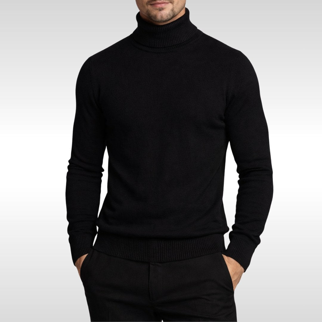 Erwin | Men's Fine-Knit Turtleneck Jumper, Classic Autumn Jumper | My Sweet Wardrobe | Black