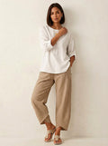 Esme | Women's Lightweight Linen Trousers, Breathable Summer Trousers | My Sweet Wardrobe | Khaki