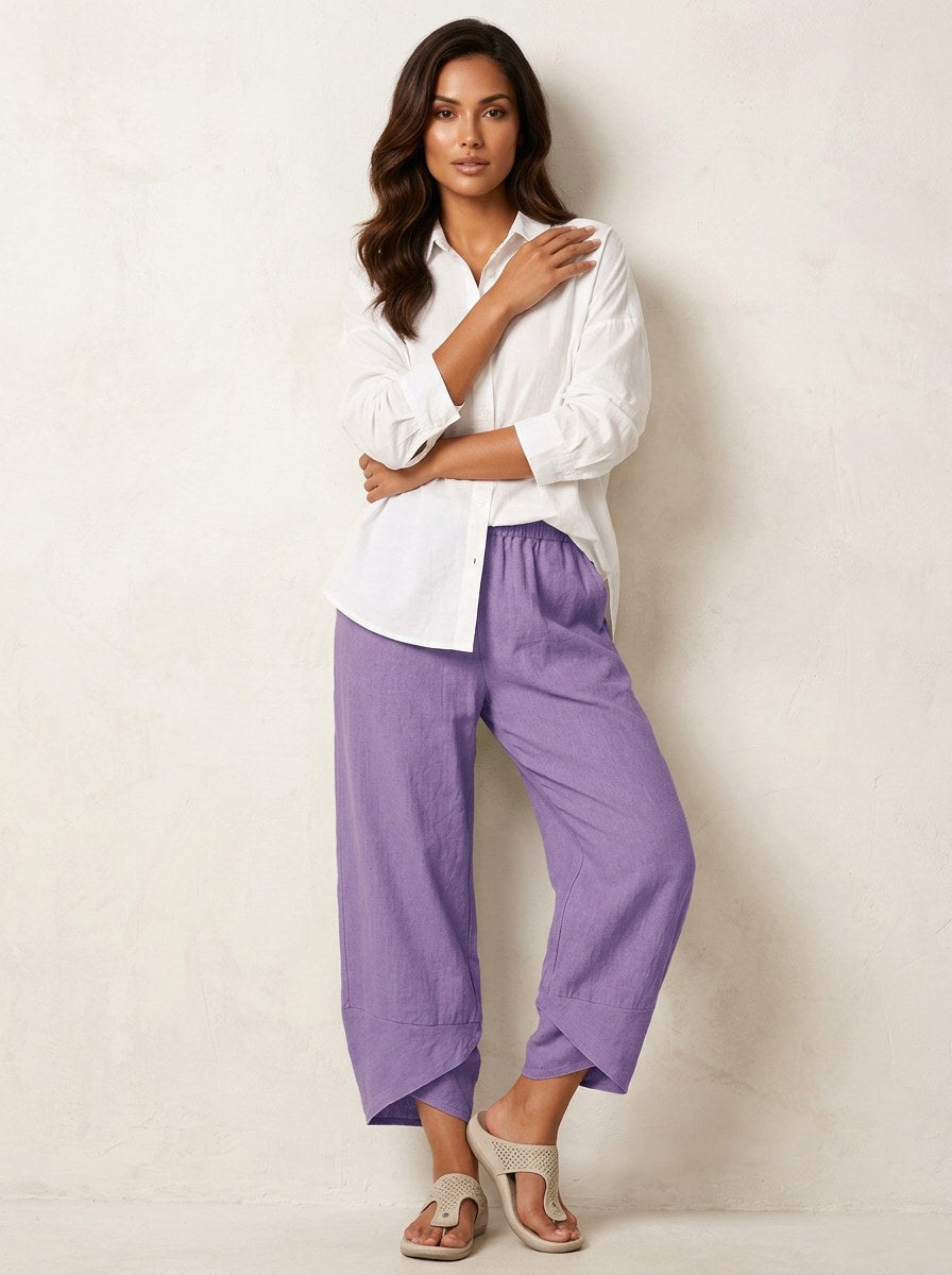 Esme | Women's Lightweight Linen Trousers, Breathable Summer Trousers | My Sweet Wardrobe | Groen