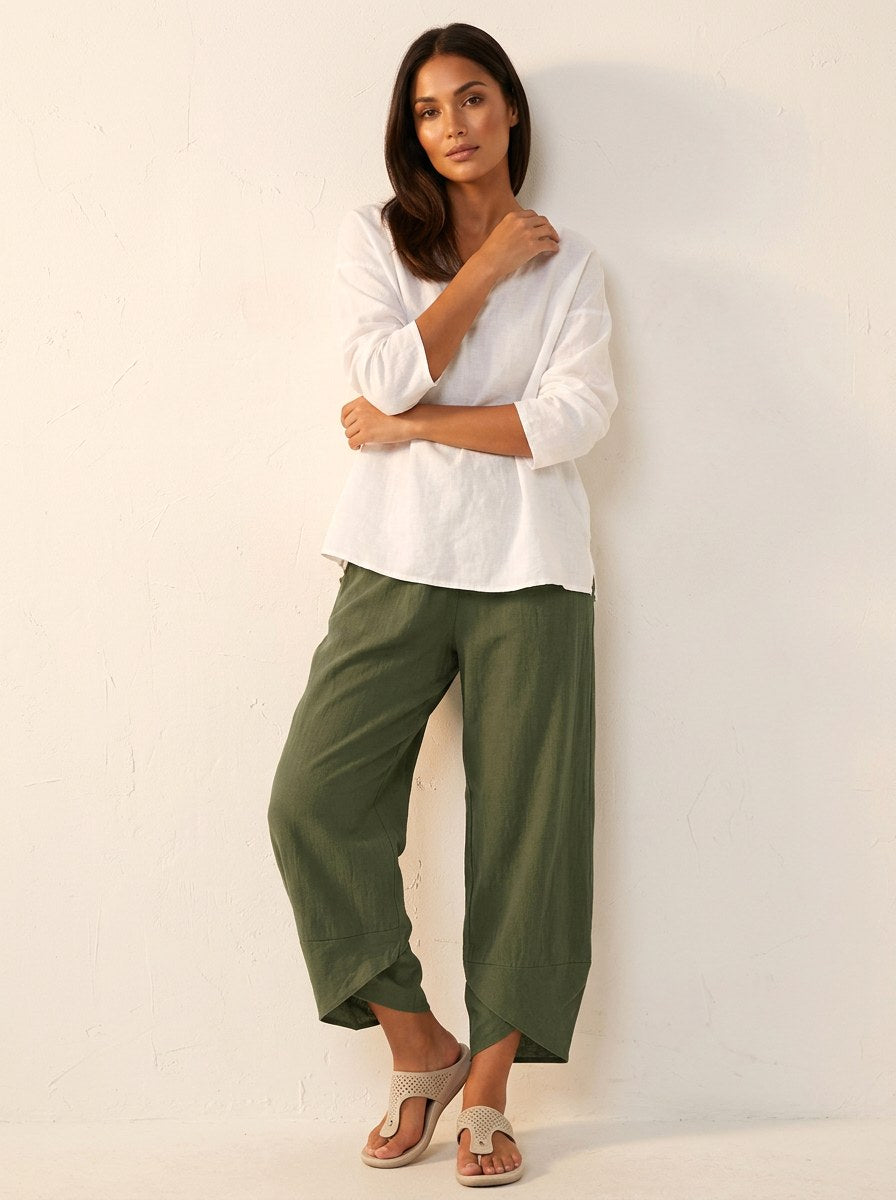 Esme | Women's Lightweight Linen Trousers, Breathable Summer Trousers | My Sweet Wardrobe | Marine Blauw