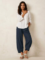 Esme | Women's Lightweight Linen Trousers, Breathable Summer Trousers | My Sweet Wardrobe | Zwart