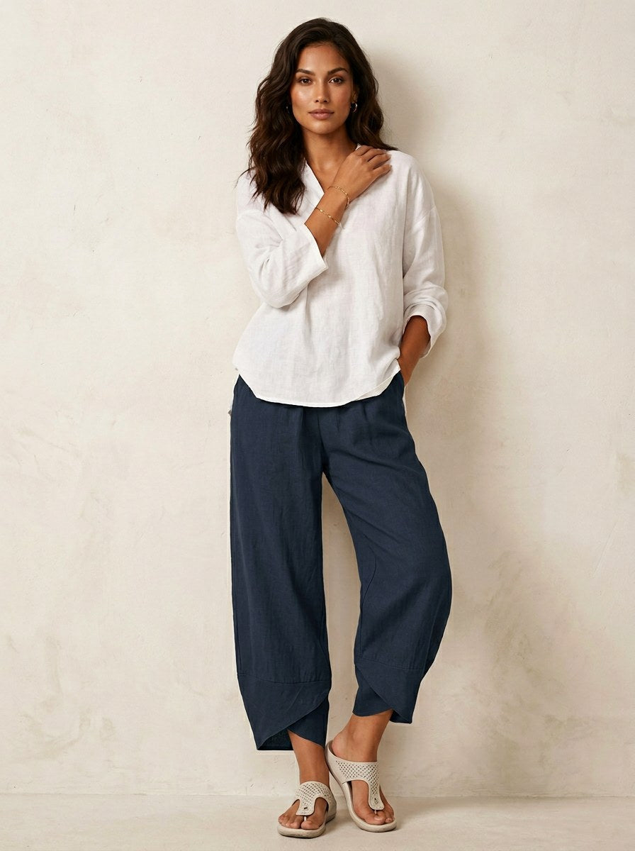 Esme | Women's Lightweight Linen Trousers, Breathable Summer Trousers | My Sweet Wardrobe | Zwart