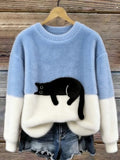 Estelle | Women's Cat Motif Wool-Mix Knit Jumper, Charming Everyday Sweater | My Sweet Wardrobe