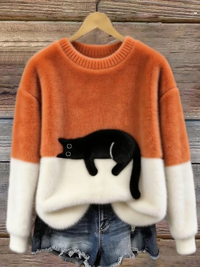Estelle | Women's Cat Motif Wool-Mix Knit Jumper, Charming Everyday Sweater | My Sweet Wardrobe