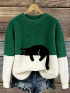 Estelle | Women's Cat Motif Wool-Mix Knit Jumper, Charming Everyday Sweater | My Sweet Wardrobe