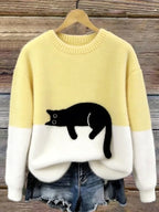 Estelle | Women's Cat Motif Wool-Mix Knit Jumper, Charming Everyday Sweater | My Sweet Wardrobe