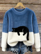 Estelle | Women's Cat Motif Wool-Mix Knit Jumper, Charming Everyday Sweater | My Sweet Wardrobe