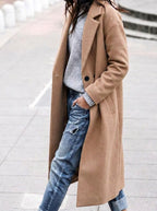 Esther | Women's Oversized Trench Coat with Wide Lapel, Long Relaxed Coat | My Sweet Wardrobe | Khaki