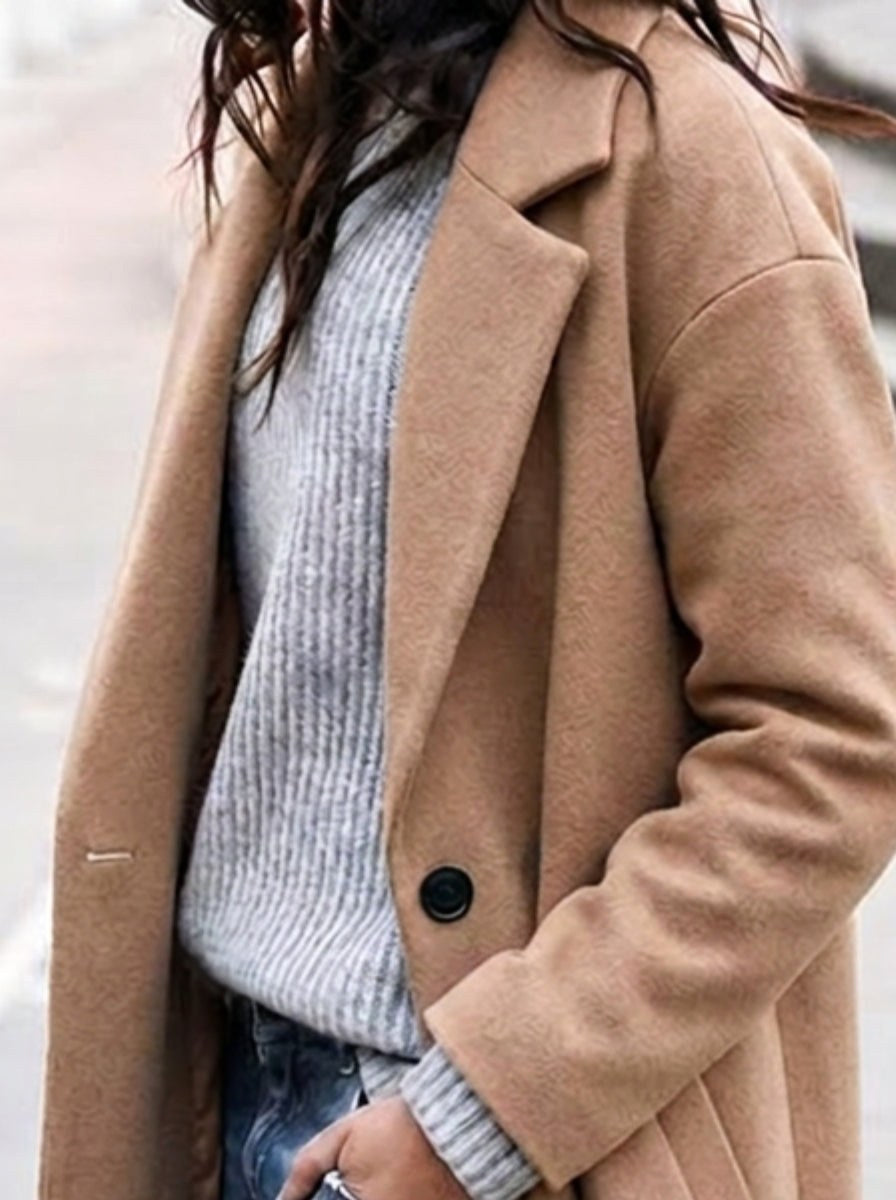 Esther | Women's Oversized Trench Coat with Wide Lapel, Long Relaxed Coat | My Sweet Wardrobe | Black