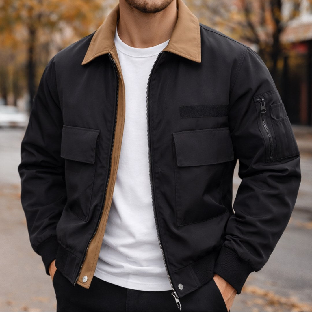 Evan | Men's City Bomber Jacket, Relaxed Fit Jacket | My Sweet Wardrobe | Black
