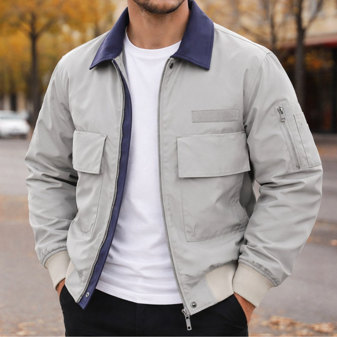 Evan | Men's City Bomber Jacket, Relaxed Fit Jacket | My Sweet Wardrobe | Khaki