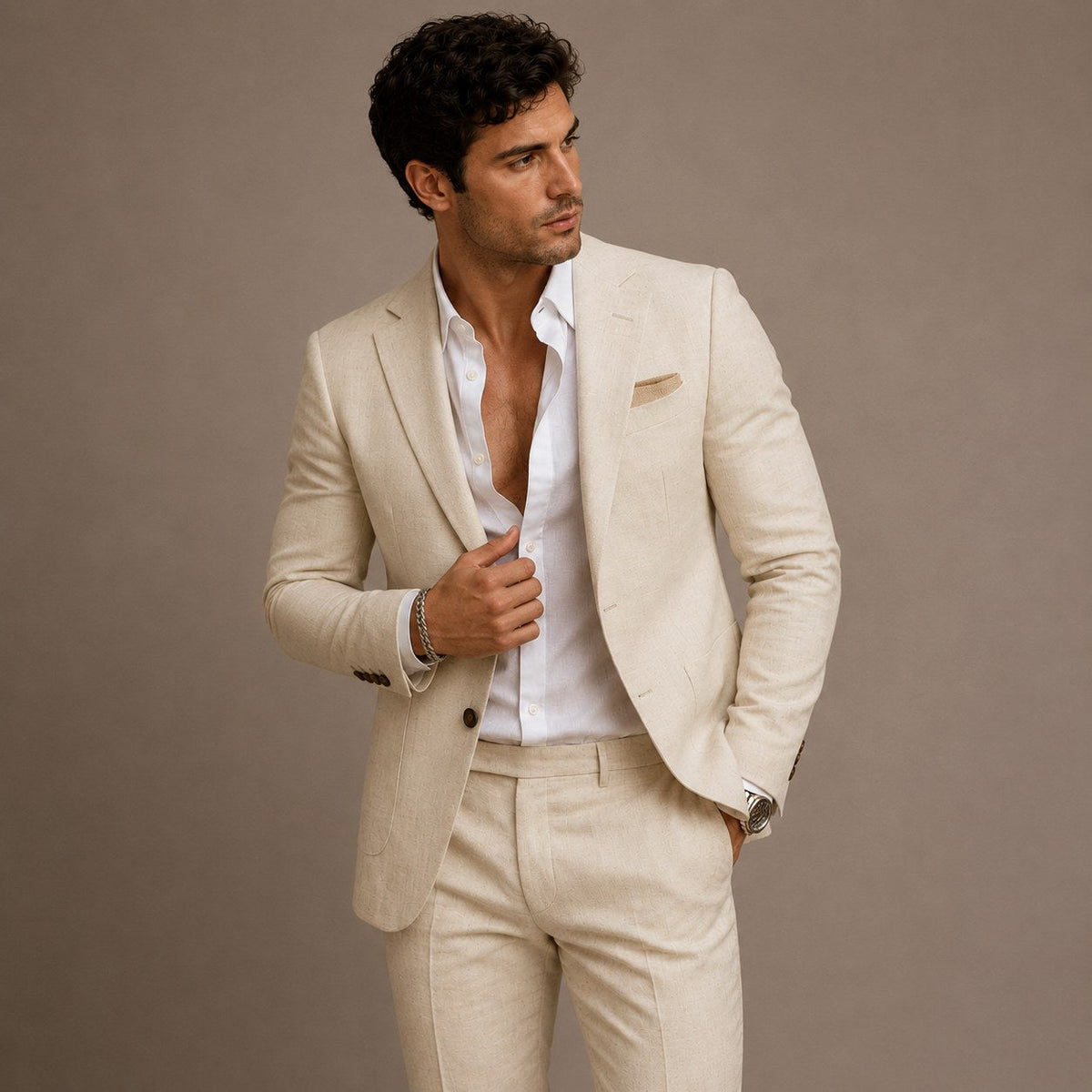 Evan | Men's Slim Fit Blazer and Trousers, Tailored Two-Piece Suit | Dressific | White