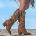 Evelyn | Women's Leather Cowboy Boots, Western Fringe Boots | My Sweet Wardrobe | Brown
