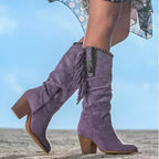 Evelyn | Women's Leather Cowboy Boots, Western Fringe Boots | My Sweet Wardrobe | Purple
