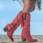 Evelyn | Women's Leather Cowboy Boots, Western Fringe Boots | My Sweet Wardrobe | Red