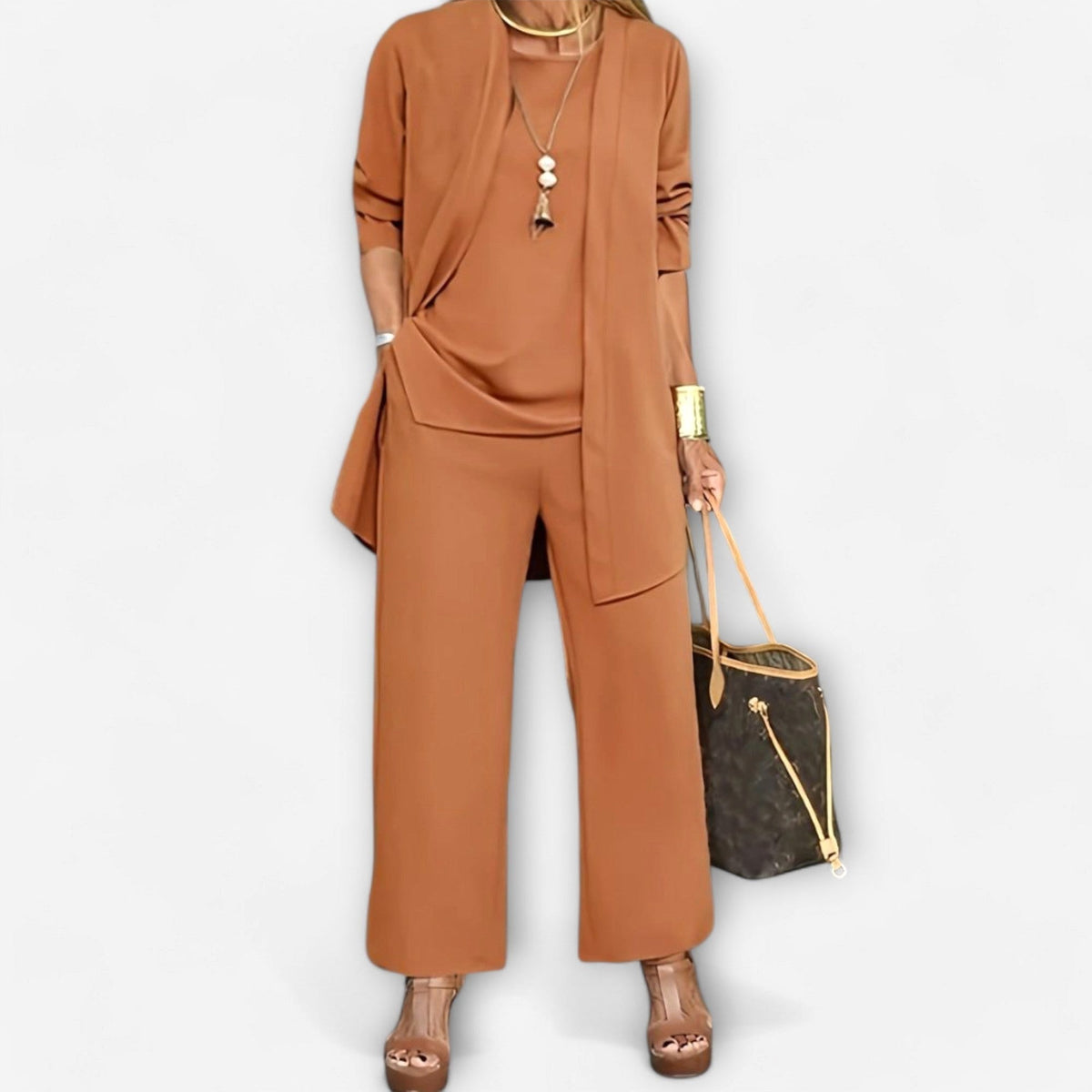 Ewa | Women's Three-Piece Lounge Set, Soft Knit Cardigan Suit | My Sweet Wardrobe