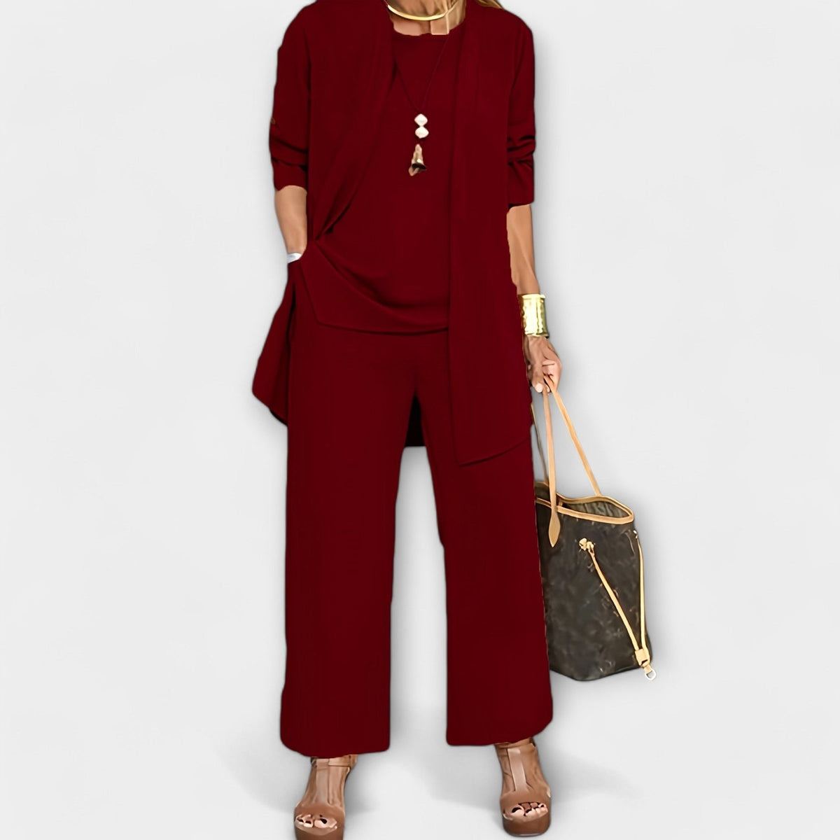 Ewa | Women's Three-Piece Lounge Set, Soft Knit Cardigan Suit | My Sweet Wardrobe