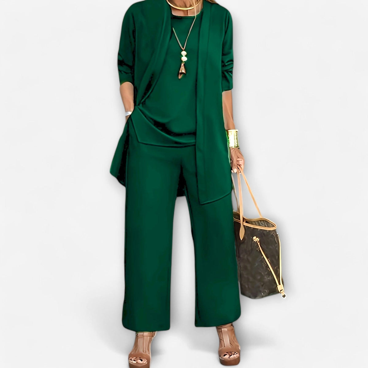 Ewa | Women's Three-Piece Lounge Set, Soft Knit Cardigan Suit | My Sweet Wardrobe