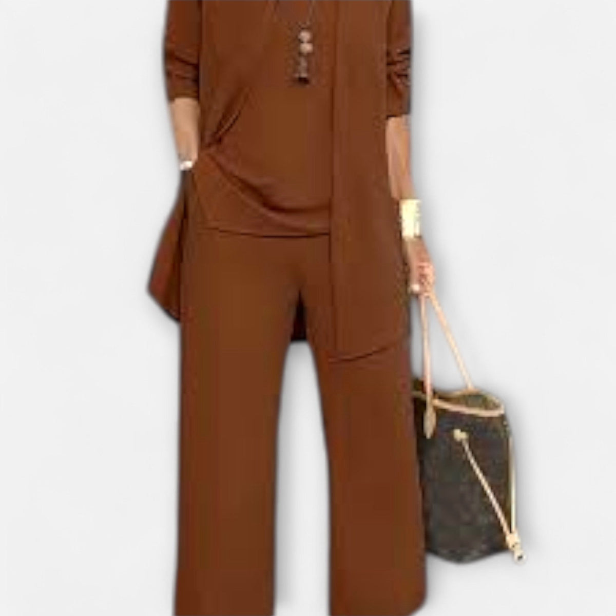 Ewa | Women's Three-Piece Lounge Set, Soft Knit Cardigan Suit | My Sweet Wardrobe