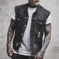Fabian | Men's Denim Waistcoat, Sleeveless with Bold Streetwear Silhouette | My Sweet Wardrobe | Black