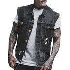 Fabian | Men's Denim Waistcoat, Sleeveless with Bold Streetwear Silhouette | My Sweet Wardrobe | Black