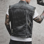 Fabian | Men's Denim Waistcoat, Sleeveless with Bold Streetwear Silhouette | My Sweet Wardrobe | Black