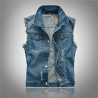 Fabian | Men's Denim Waistcoat, Sleeveless with Bold Streetwear Silhouette | My Sweet Wardrobe | Black