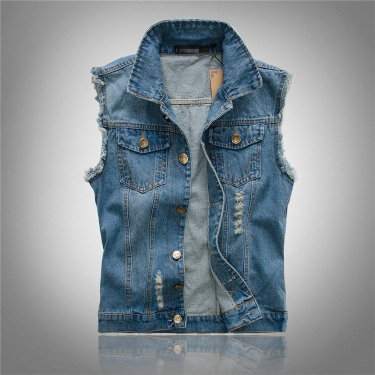 Fabian | Men's Denim Waistcoat, Sleeveless with Bold Streetwear Silhouette | My Sweet Wardrobe | Black