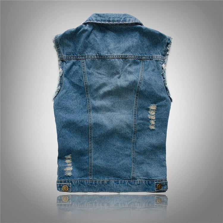 Fabian | Men's Denim Waistcoat, Sleeveless with Bold Streetwear Silhouette | My Sweet Wardrobe | Black