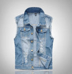Fabian | Men's Denim Waistcoat, Sleeveless with Bold Streetwear Silhouette | My Sweet Wardrobe | Black