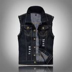 Fabian | Men's Denim Waistcoat, Sleeveless with Bold Streetwear Silhouette | My Sweet Wardrobe | Black