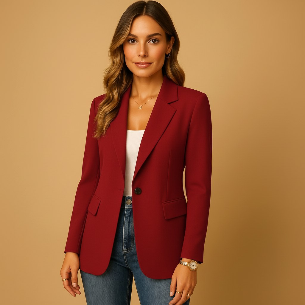 Felicity | Women's Fitted Tailored Blazer, Structured Summer Jacket | My Sweet Wardrobe | Red