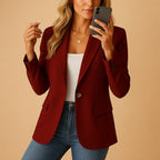 Felicity | Women's Fitted Tailored Blazer, Structured Summer Jacket | My Sweet Wardrobe | Wine Red