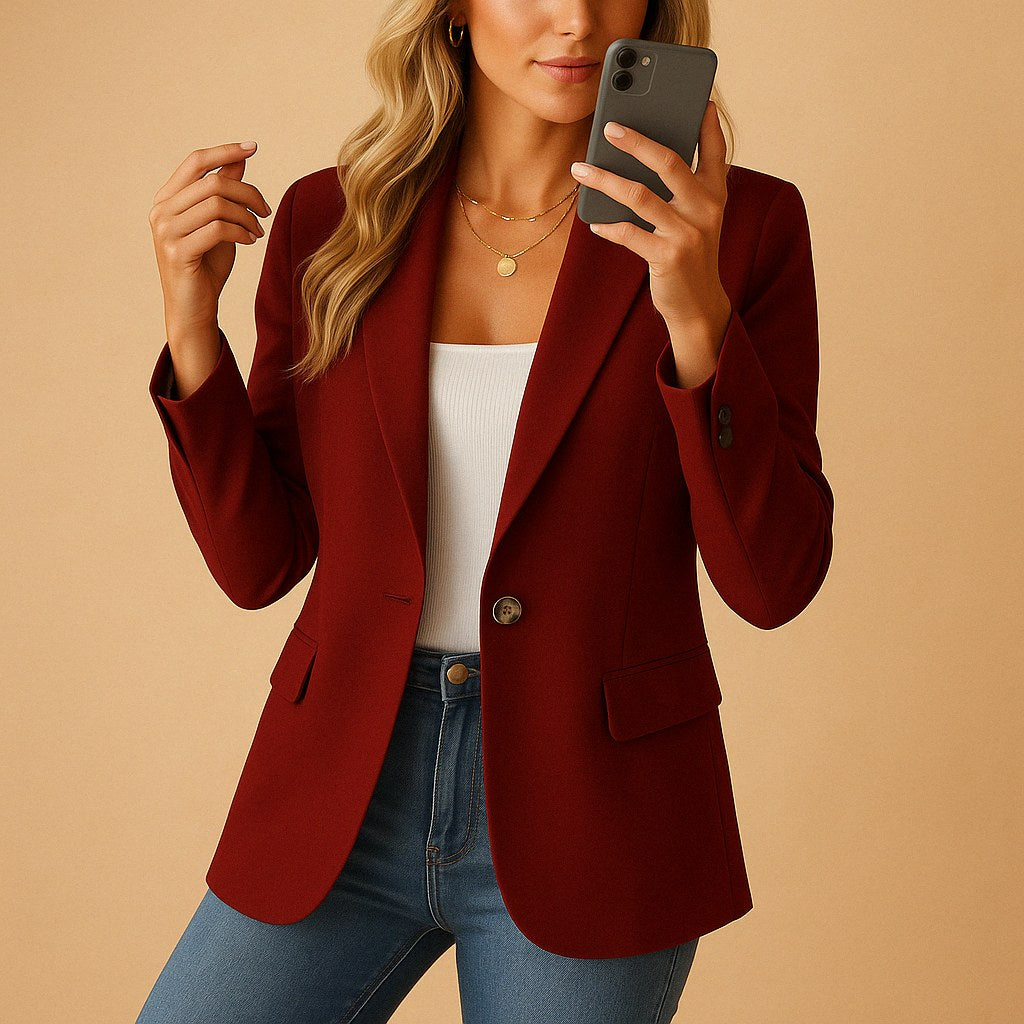 Felicity | Women's Fitted Tailored Blazer, Structured Summer Jacket | My Sweet Wardrobe | Wine Red