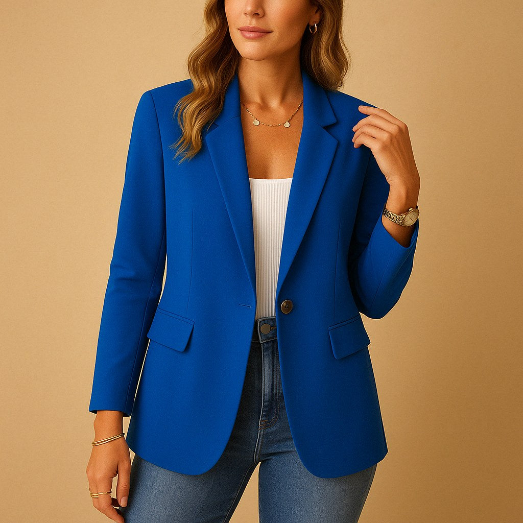 Felicity | Women's Fitted Tailored Blazer, Structured Summer Jacket | My Sweet Wardrobe | Blue