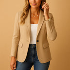 Felicity | Women's Fitted Tailored Blazer, Structured Summer Jacket | My Sweet Wardrobe | Beige