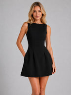 Felicity | Women's Sleeveless A-Line Mini Dress, Structured Fit Dress | My Sweet Wardrobe
