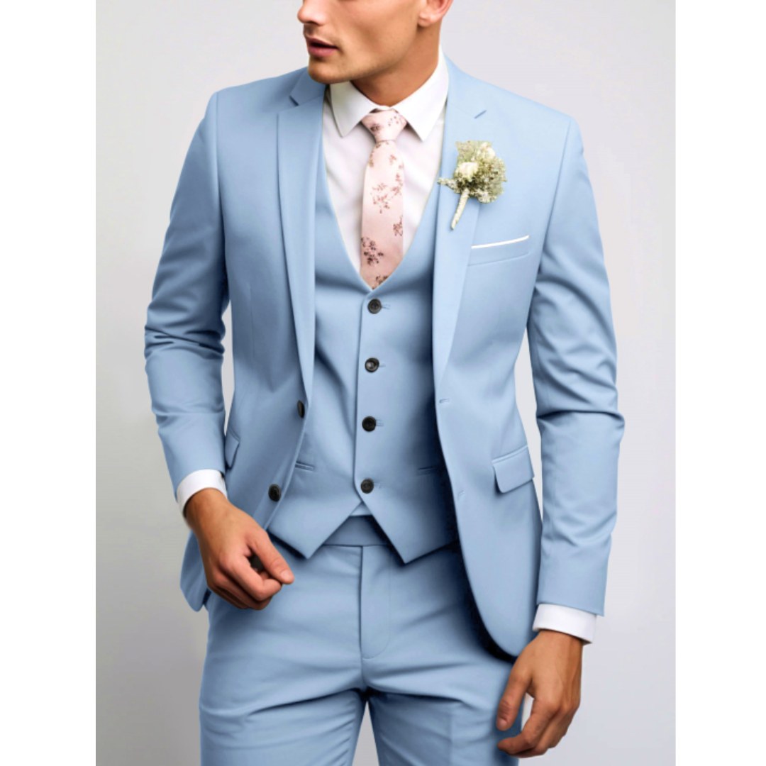 Felix | Men's Suit for Wedding Guests in Slim Fit Cut, Three-Piece Suit | My Sweet Wardrobe | Light Blue