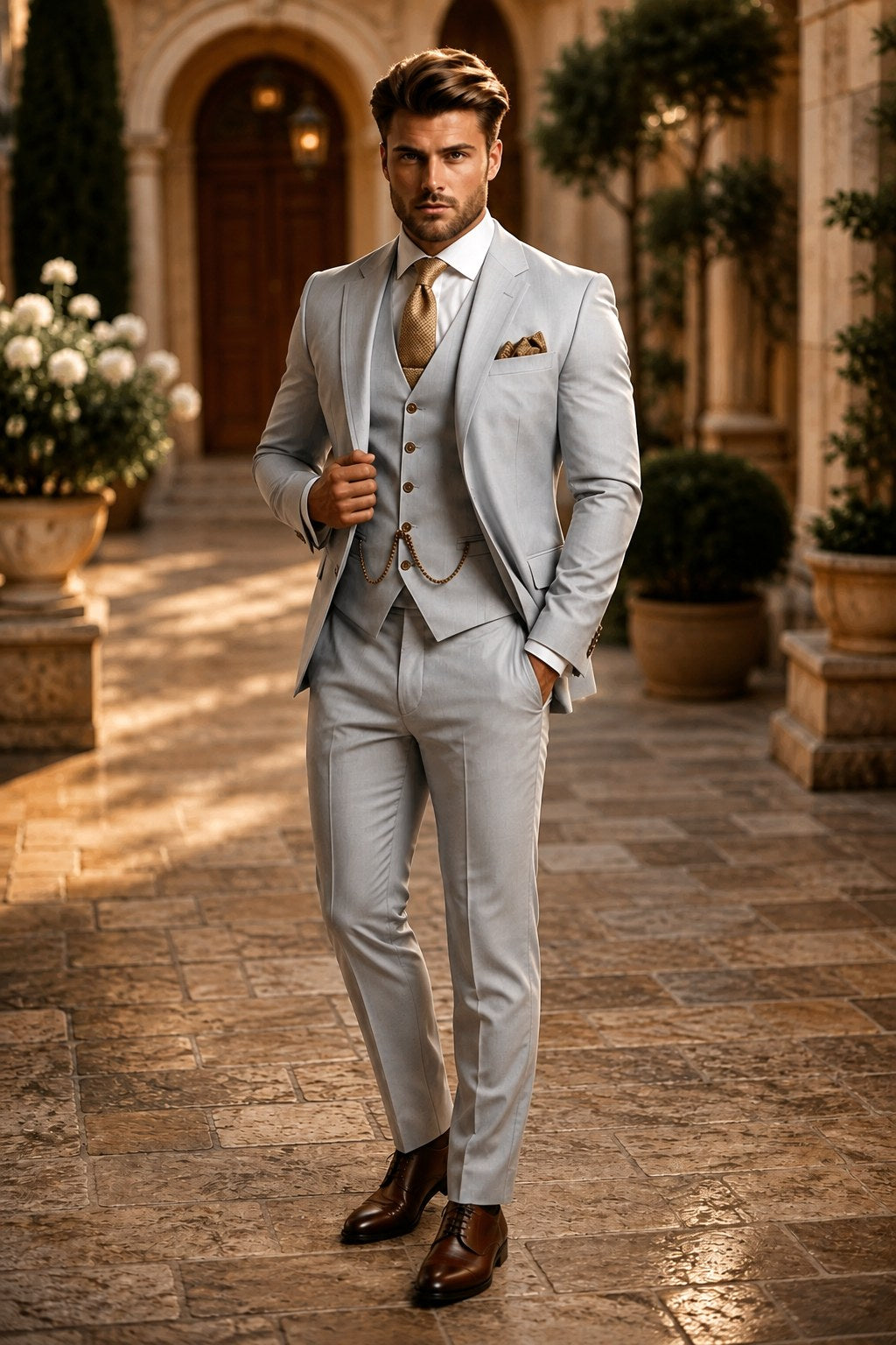 Phillip | Men's Three-Piece Suit with Vest and Lapels, Classic Suit | My Sweet Wardrobe