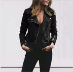 Florence | Women's Suede Cropped Jacket with Asymmetric Zip Front, Moto-Style Jacket | My Sweet Wardrobe | Black